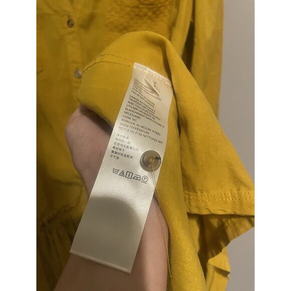 Anthropologie Maeve Marlie Dress Womens 6 Button Front Long‎ sleeve Yellow Gold - Picture 8 of 9